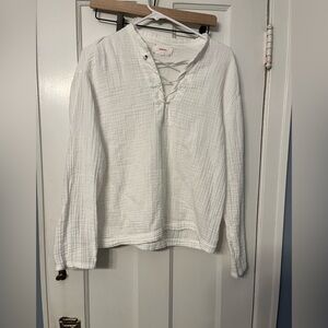 XiRENA Cotton Gauze Summer Boho Vacation Resort Blouse Top White Small NWOT